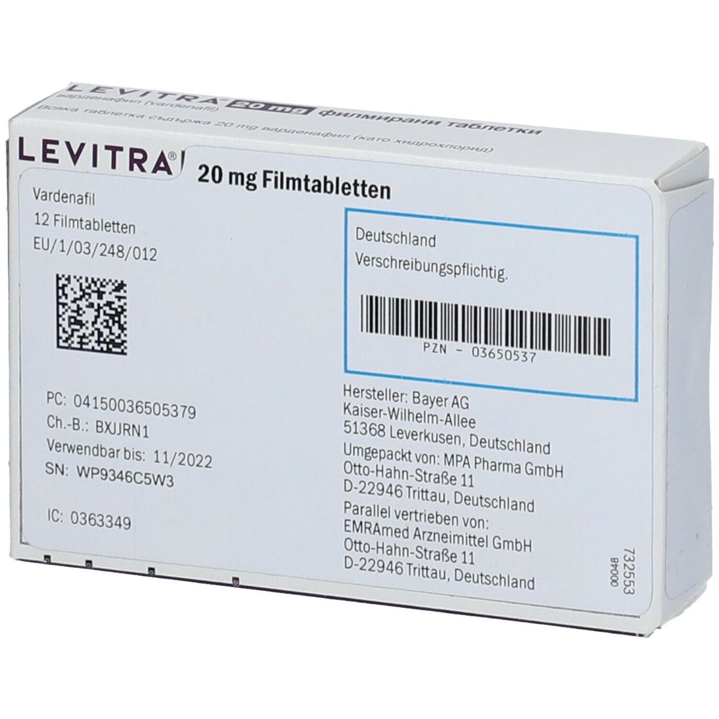 LEVITRA 레비트라 20mg 12정
