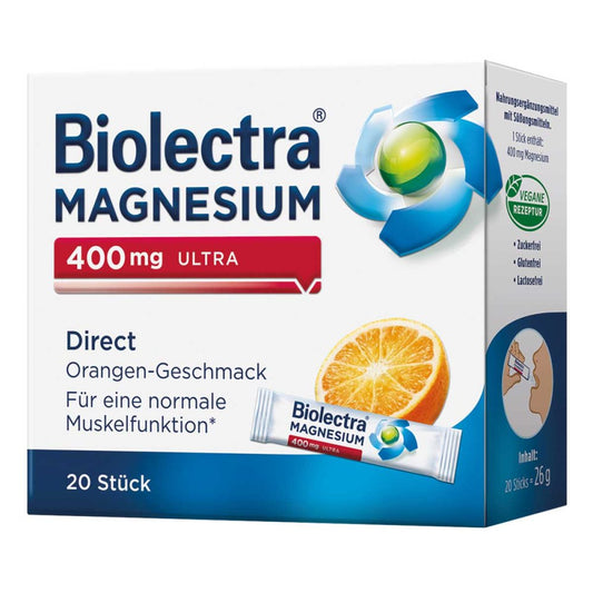 BIOLECTRA 바이오렉트라 마그네슘 400mg 울트라 다이렉트 오렌지 20포